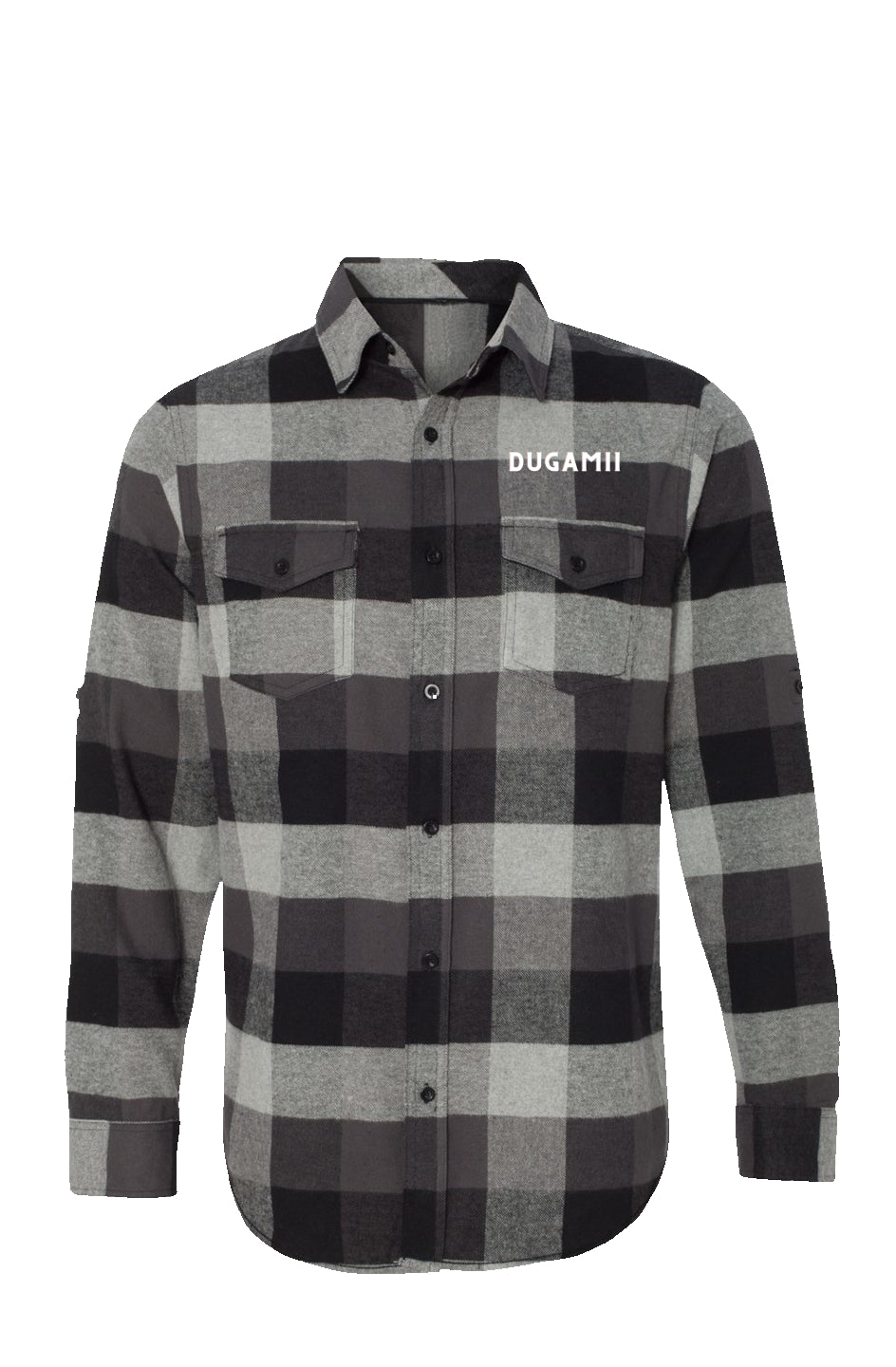 DuGamii Grey And Black Long Sleeve Flannel