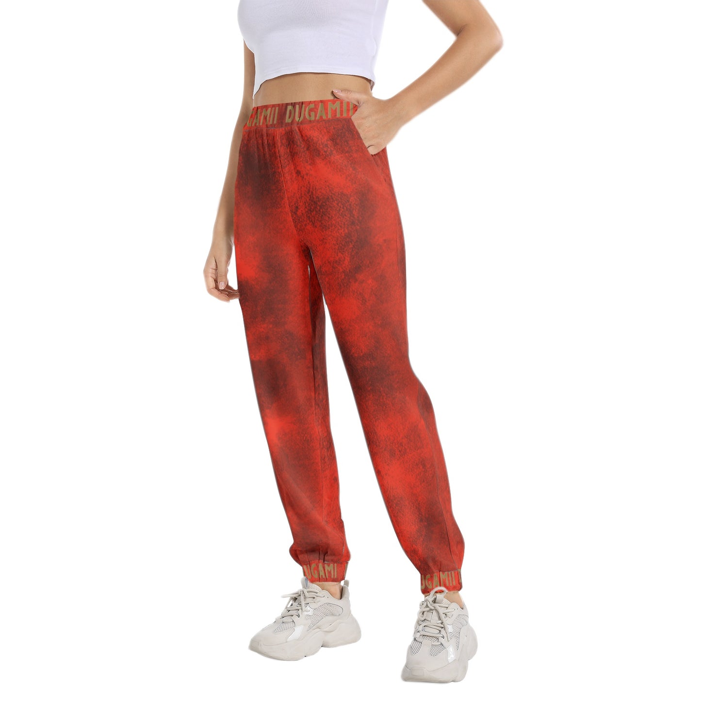 Dugamii Elastic Waist Tapered Sweat Pants