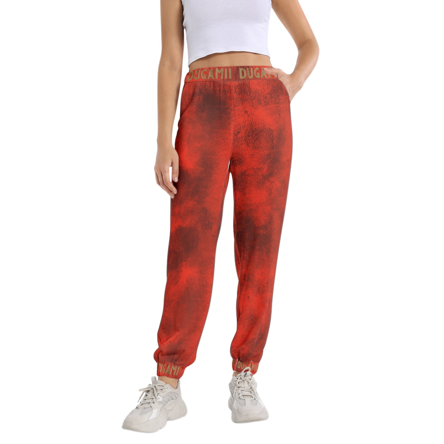 Dugamii Elastic Waist Tapered Sweat Pants