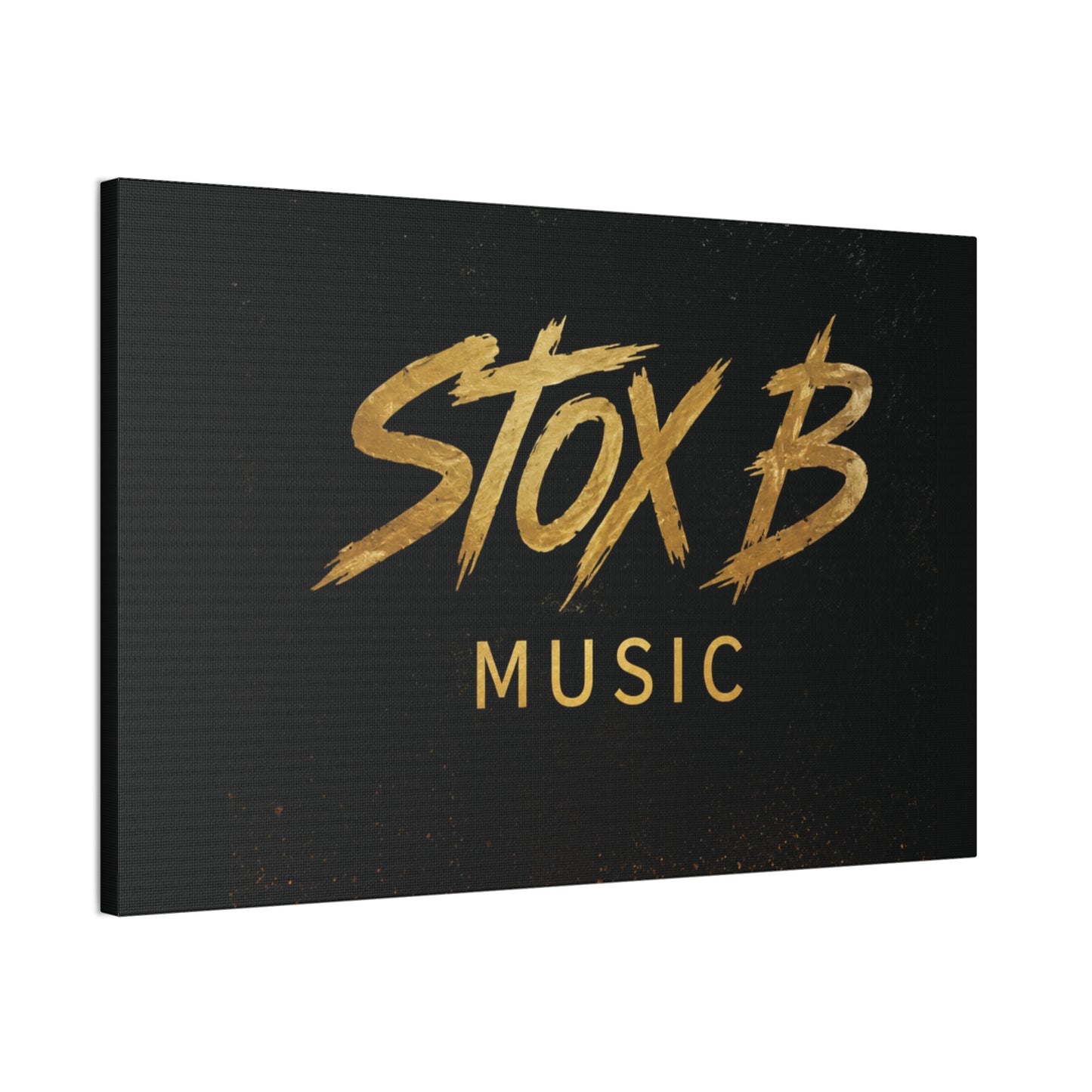 Stox B Music Canvas Art — Gold Logo Stretched Wall Canvas