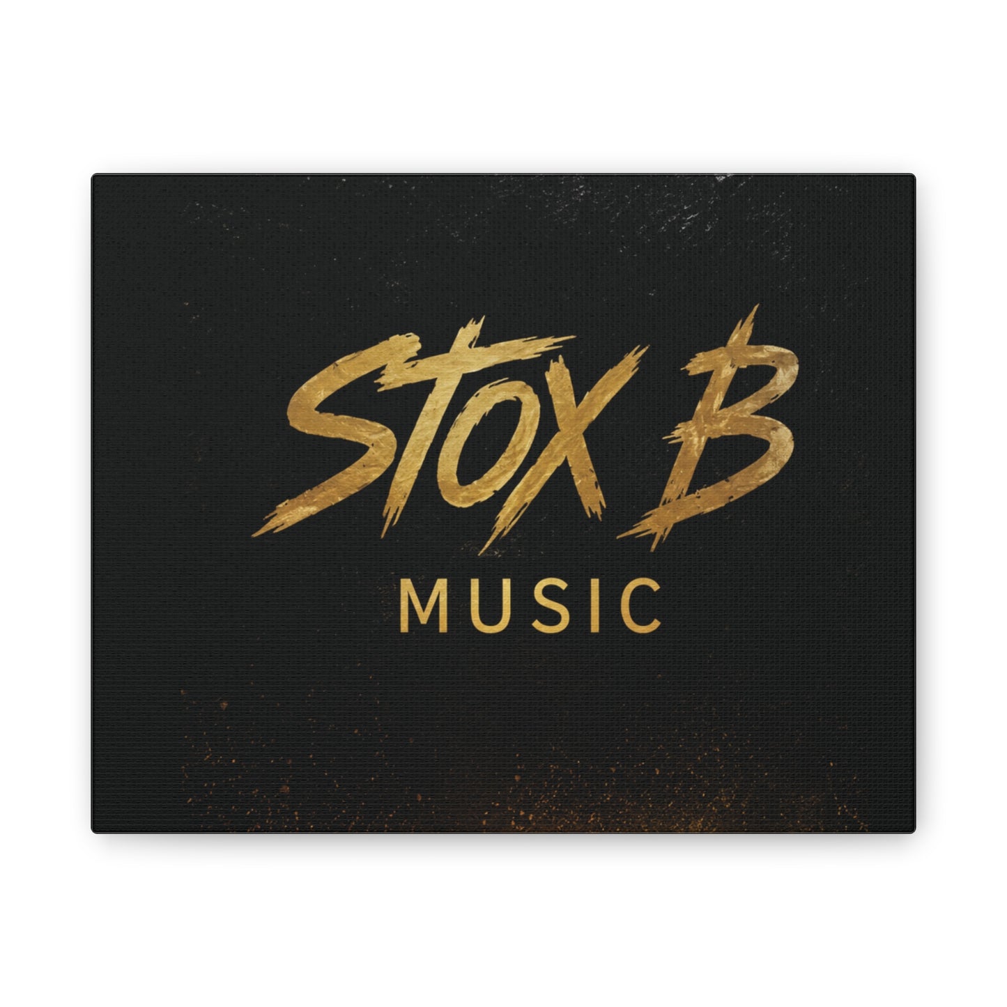 Stox B Music Canvas Art — Gold Logo Stretched Wall Canvas