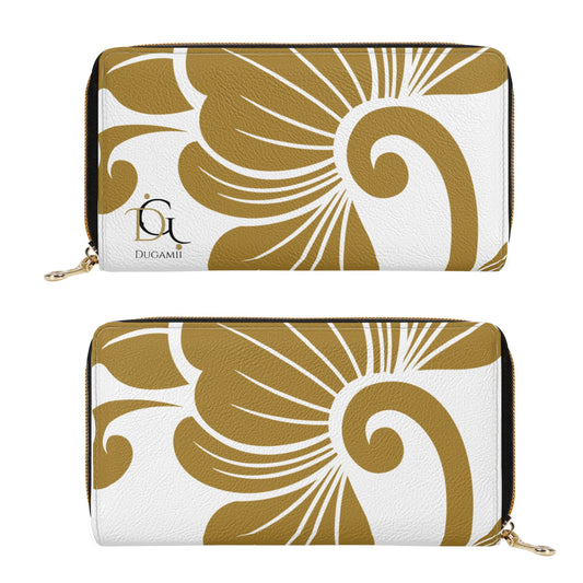 DuGamii Gold Rose Printed PU Leather Zipper Wallet