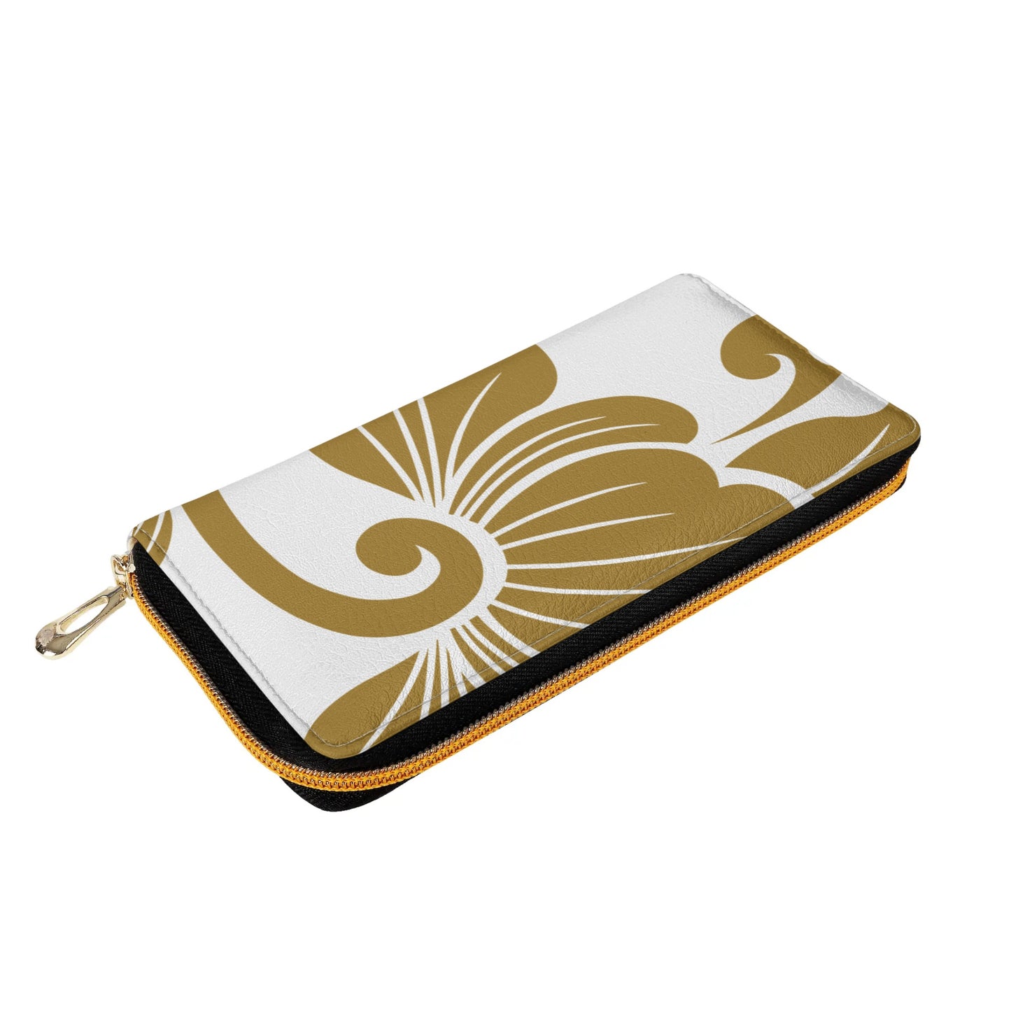 DuGamii Gold Rose Printed PU Leather Zipper Wallet