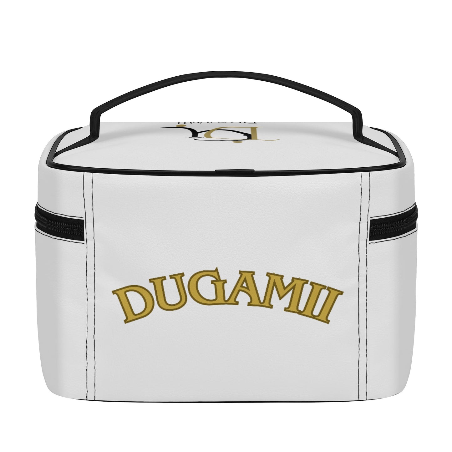 DuGamii Black and White Leather Cosmetic Bag