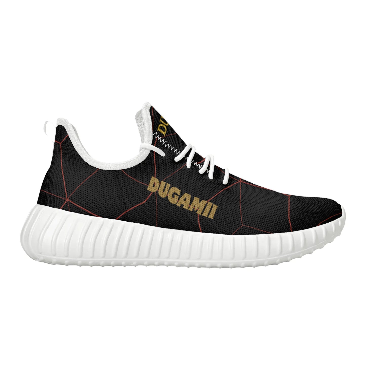 Mens DuGamii Black and Red Mesh Knit Sneakers