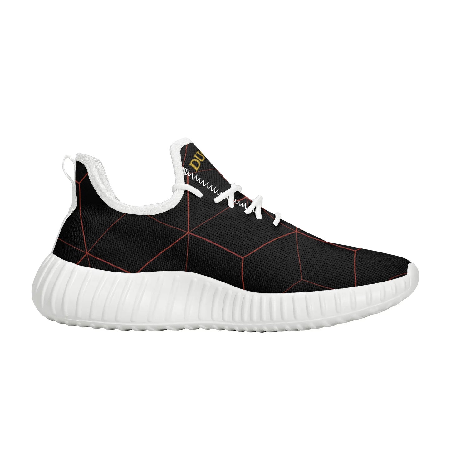Mens DuGamii Black and Red Mesh Knit Sneakers