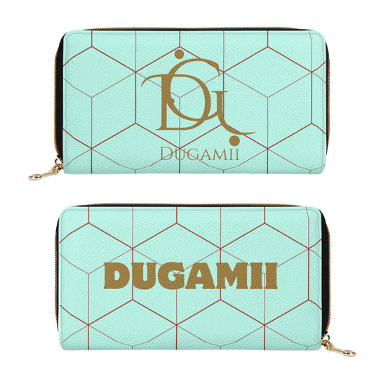 DuGamii Clear Water Blue Soft PU Leather Zipper Wallet