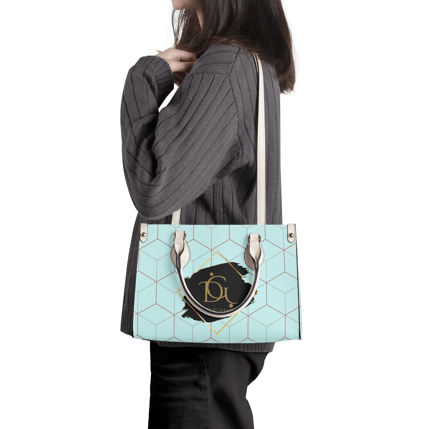 DuGamii Luxury Women's Clear Water Blue PU Handbag With Shoulder Strap