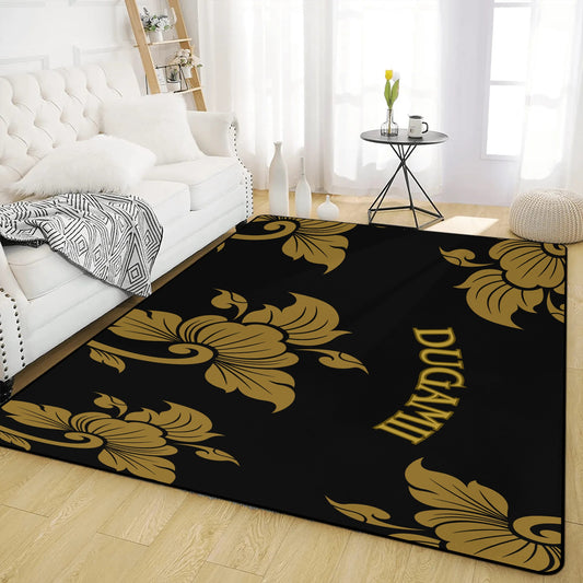 DuGamii Black and Gold Large Living Room Carpet Rug