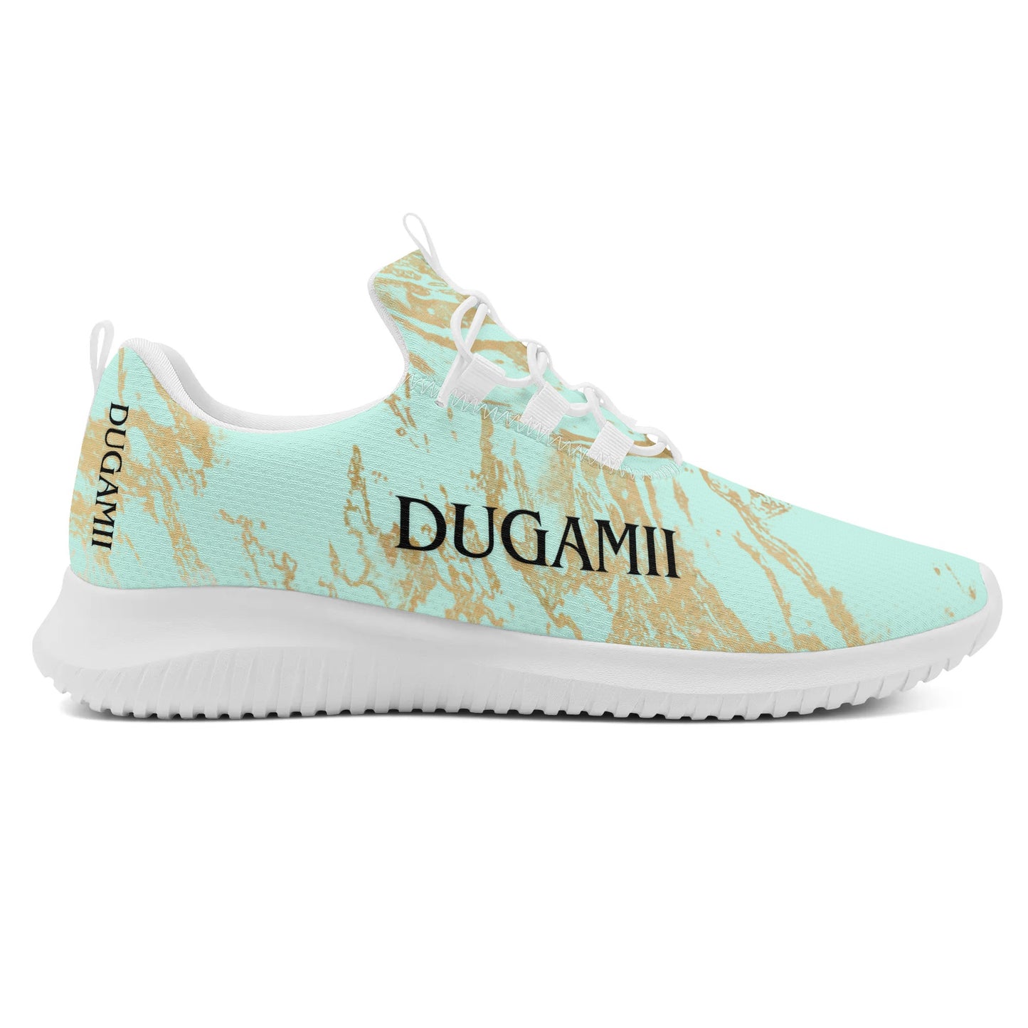 Women's DuGamii Clear Water Blue and Gold Lace Up Running Sneakers