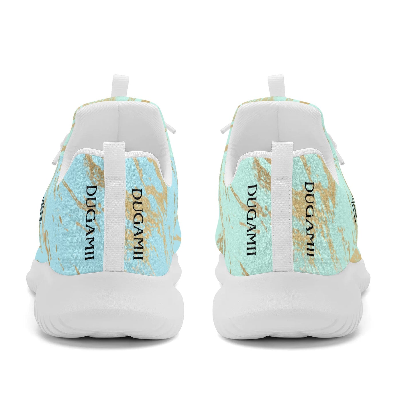 Women's DuGamii Clear Water Blue and Gold Lace Up Running Sneakers