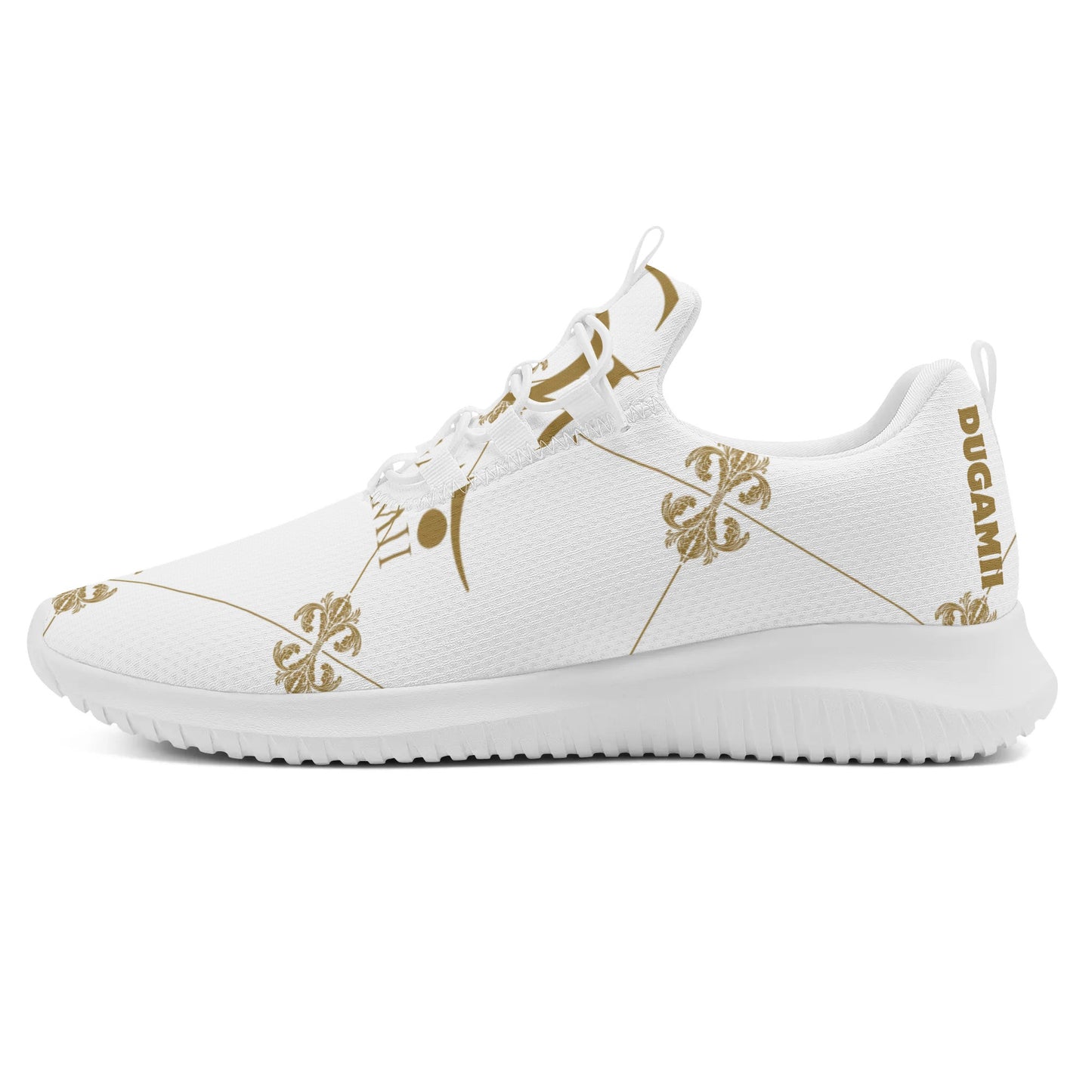 Womens DuGamii Golden Roses Lace Up Front Running Shoes With White Laces