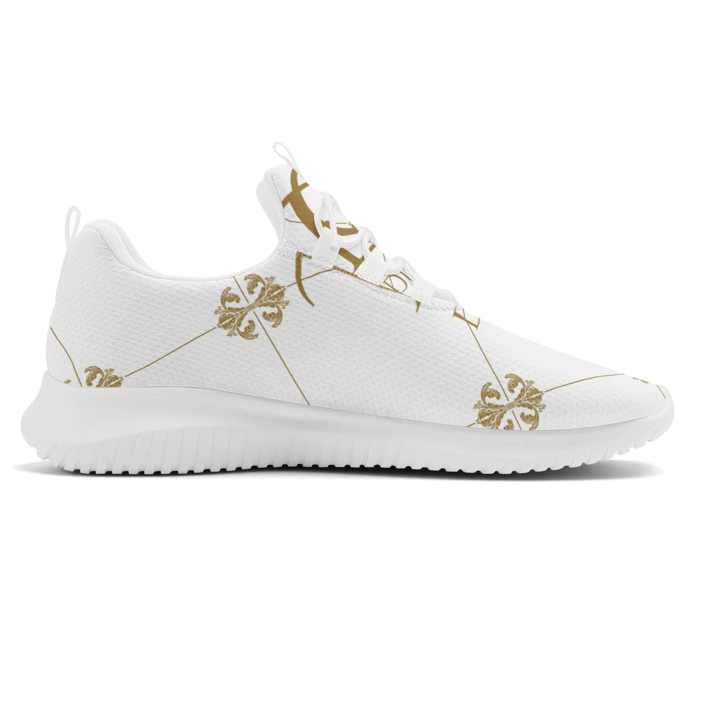Womens DuGamii Golden Roses Lace Up Front Running Shoes With White Laces