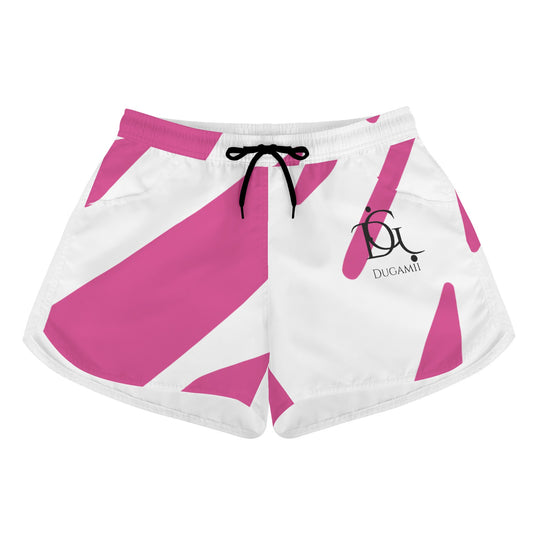 Women's Dugamii Casual Pink And White Beach Shorts