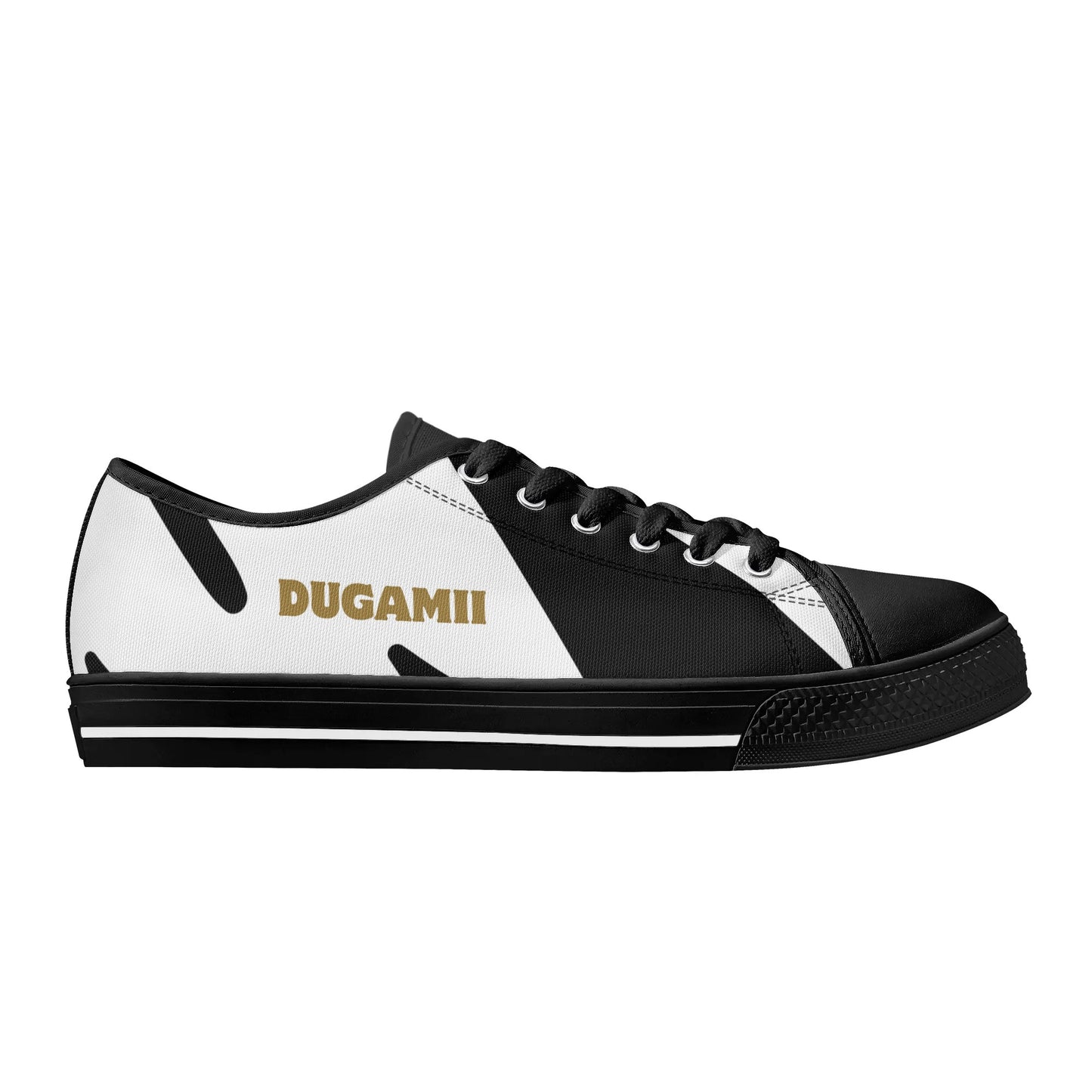 Mens DuGamii Black And White Rubber Low Top Canvas Shoes
