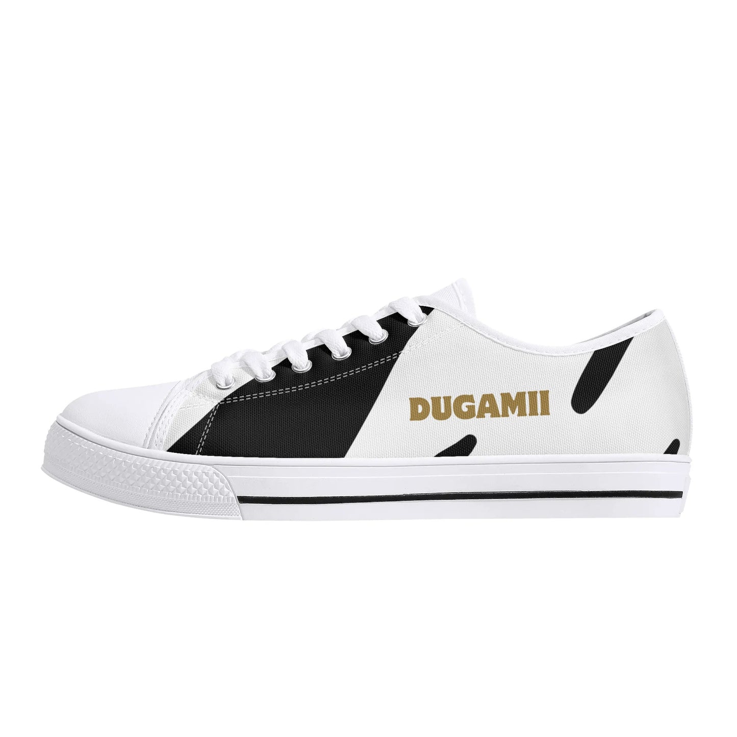 Mens DuGamii Black And White Rubber Low Top Canvas Shoes
