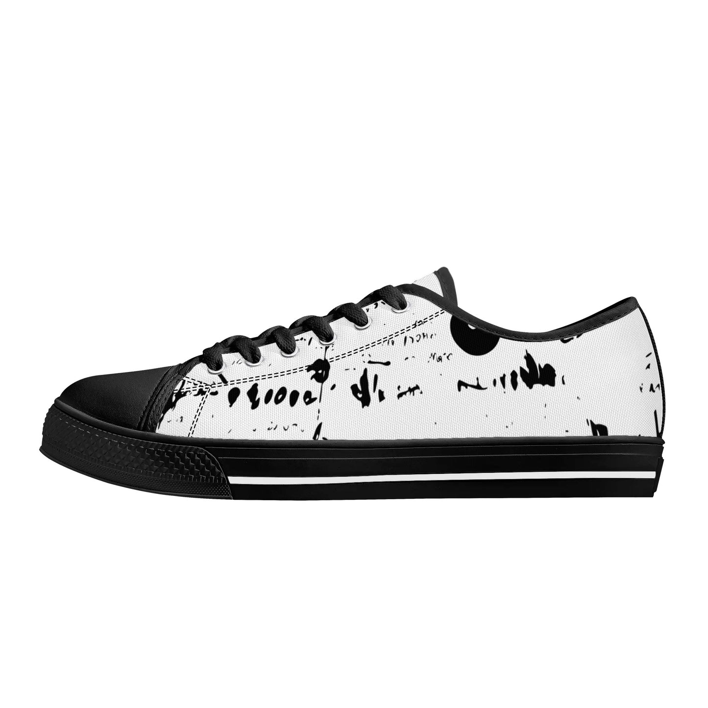 Mens Black And White DuGamii High Top Canvas Shoes With Word Art