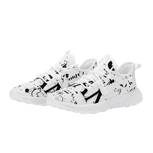 Mens DuGamii White Textured Mesh Lace-up Sneakers