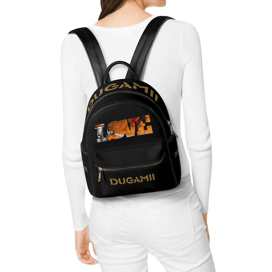 DuGamii Casual PU Leather Burning Love Backpack
