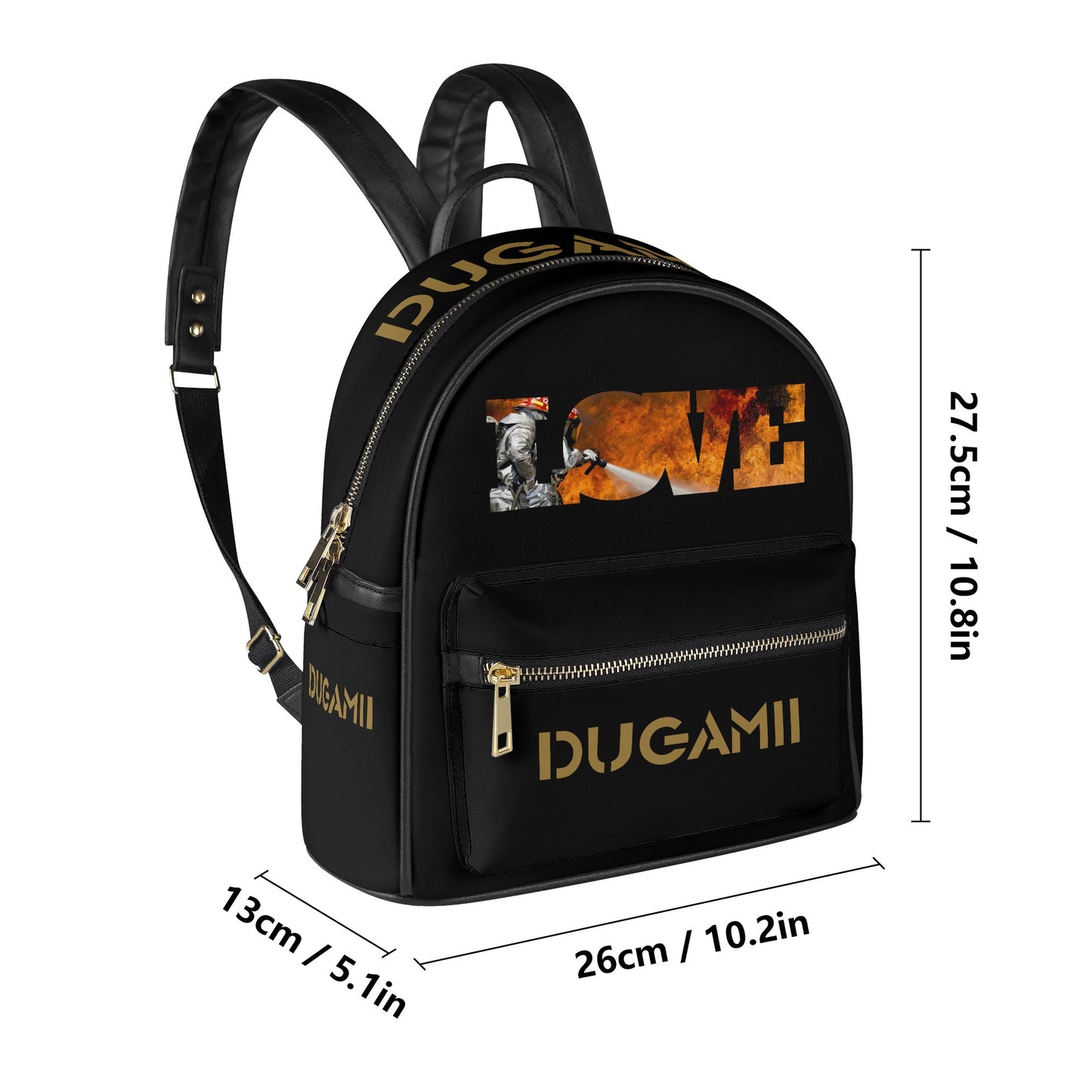 DuGamii Casual PU Leather Burning Love Backpack