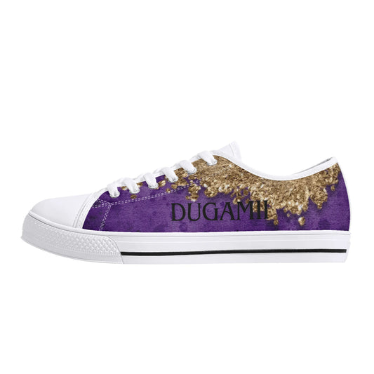 Womens Dugamii Lightweight Low Top Purple And Gold Canvas Shoes