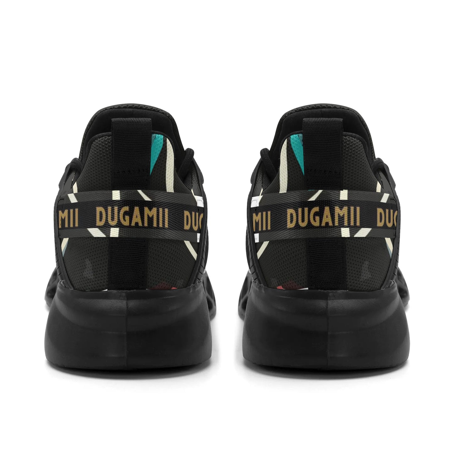 Mens DuGamii MD Black Elastic Sport Sneakers