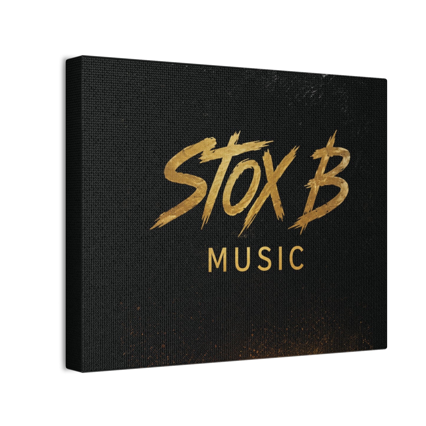 Stox B Music Canvas Art — Gold Logo Stretched Wall Canvas