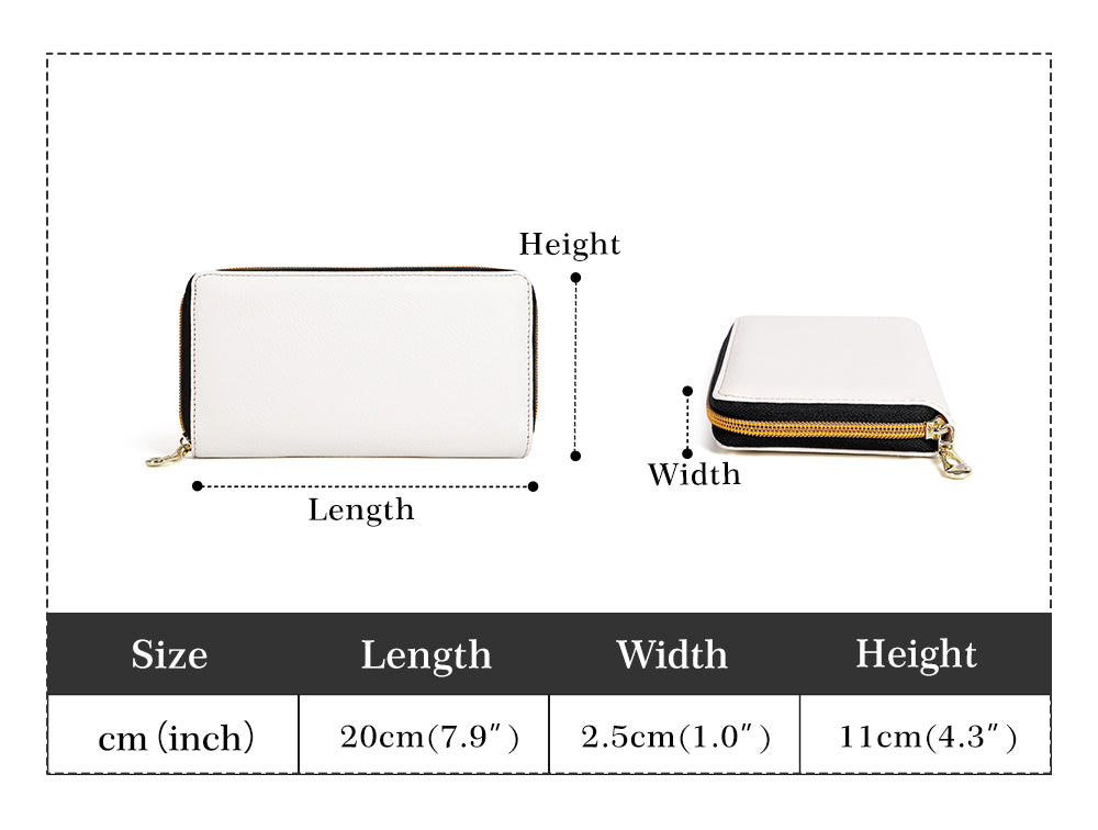 Dugamii Soft White PU Leather Zipper Wallet