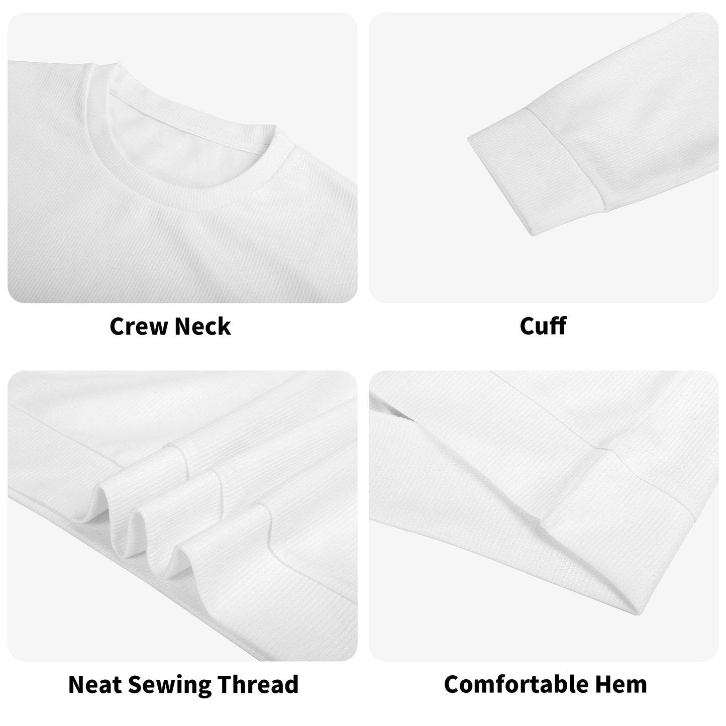 Dugamii Unisex Classic Cotton Pullover Sweatshirt With  Semi White Sleeves