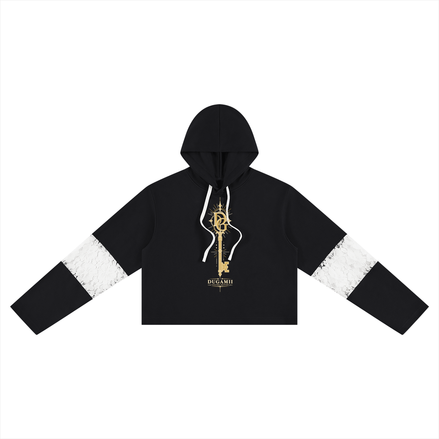 Women’s Cropped Lace-Panel Hoodie