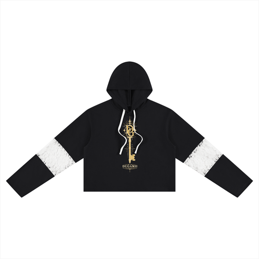 Women’s Cropped Lace-Panel Hoodie