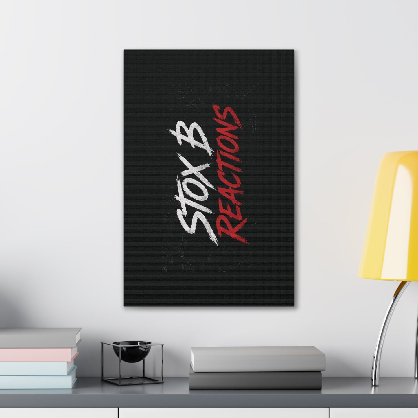 Stox B Reaction Canvas Wall Art – Bold Black & Red Typographic Print