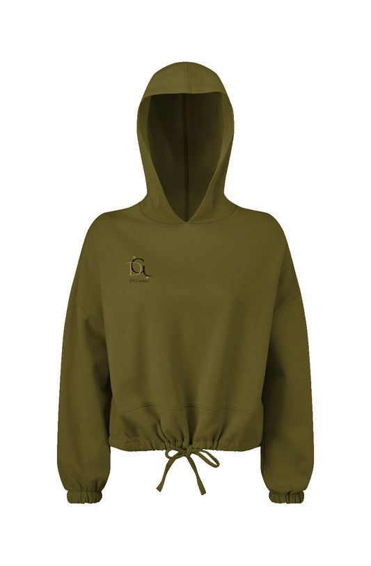 Women's DuGamii Cropped Oversize Olive Hooded Sweatshirt