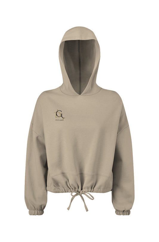 Women's DuGamii Cropped Oversize Nude Color Hooded Sweatshirt