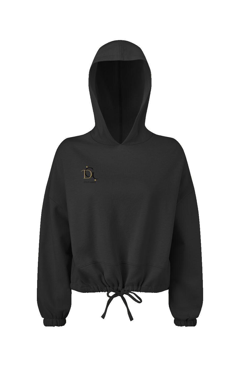 Women's DuGamii Cropped Oversize Black Hooded Sweatshirt