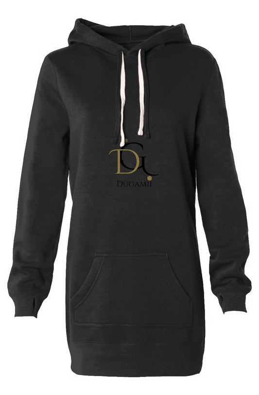 DuGamii Black Hooded Sweatshirt Dress