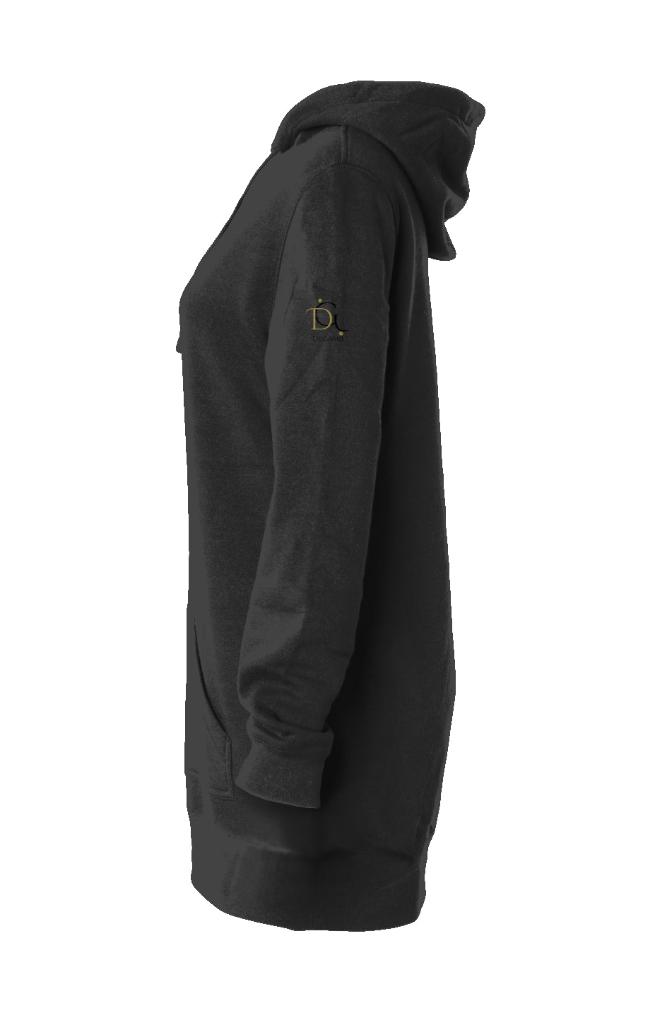 DuGamii Black Hooded Sweatshirt Dress