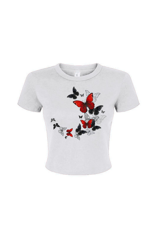 Women's DuGamii "Colorful Butterfly" Rib White Tee