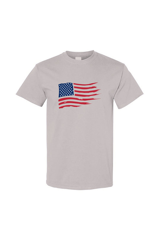 DuGamii "Distorted American Flag" Ice Grey T-Shirt