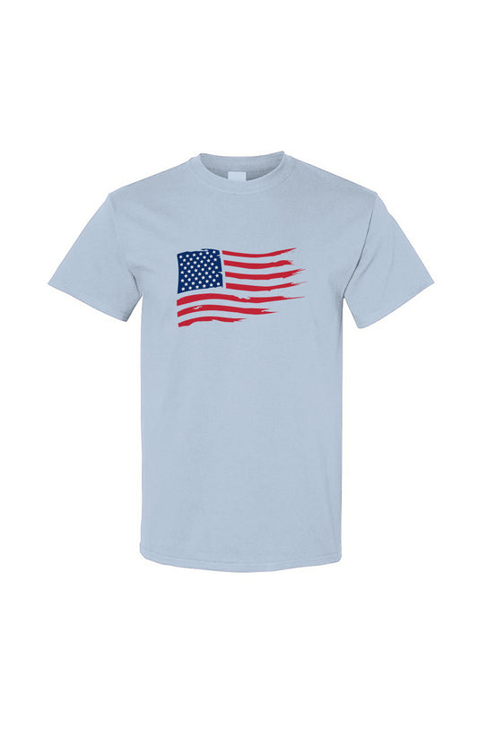 DuGamii "Distorted American Flag" Light Blue T-Shirt