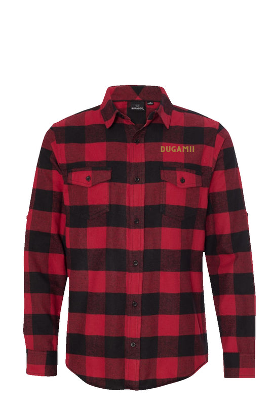 DuGamii Red And Black Long Sleeve Flannel Shirt