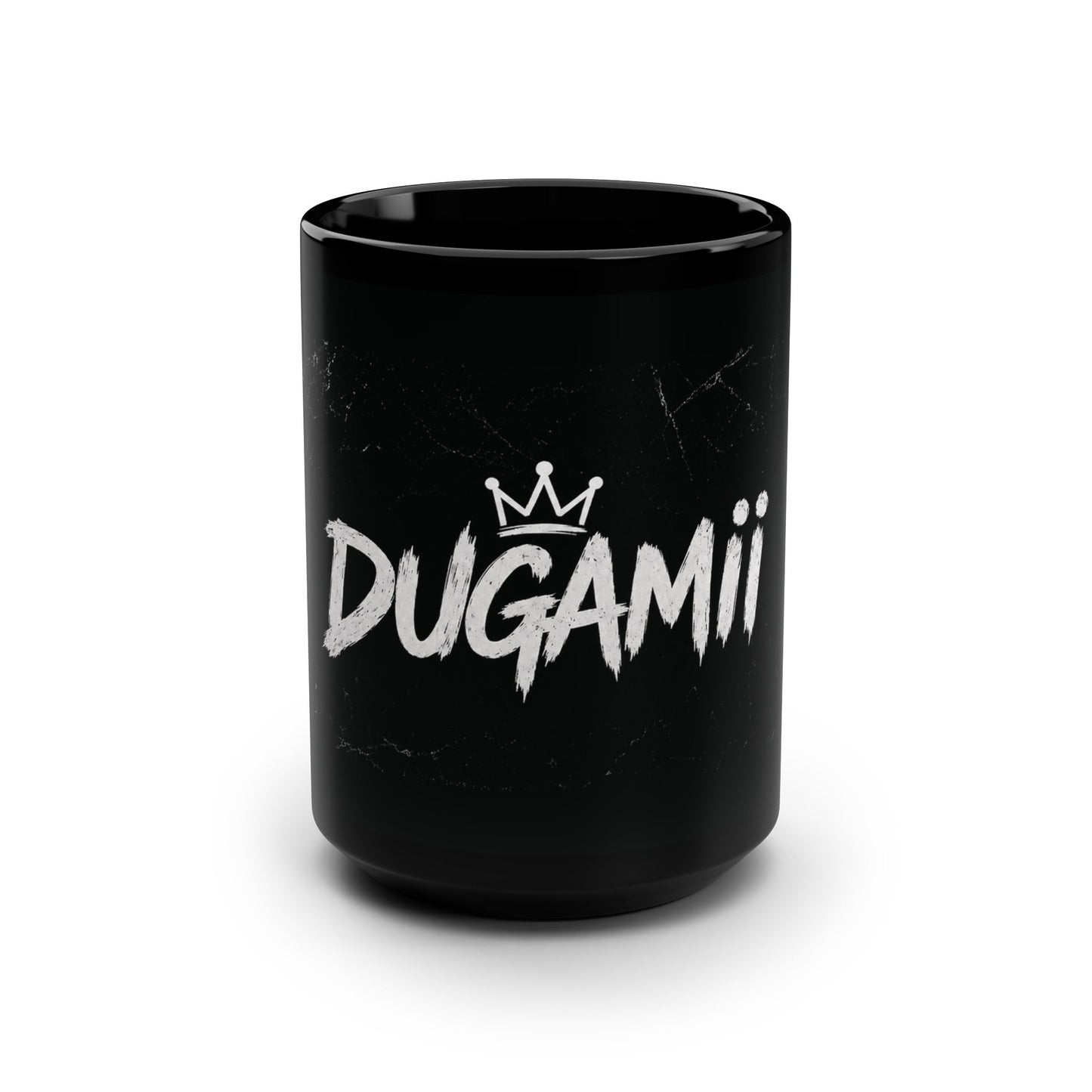 DUGAMII Crown Black 15oz Coffee Mug — Bold Graffiti Logo Ceramic