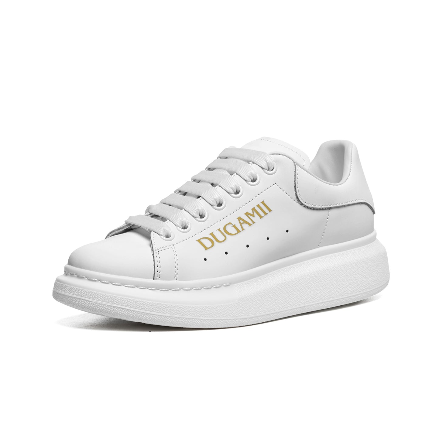 DuGamii Unisex Non-Slip Lace Up Leather Sneakers