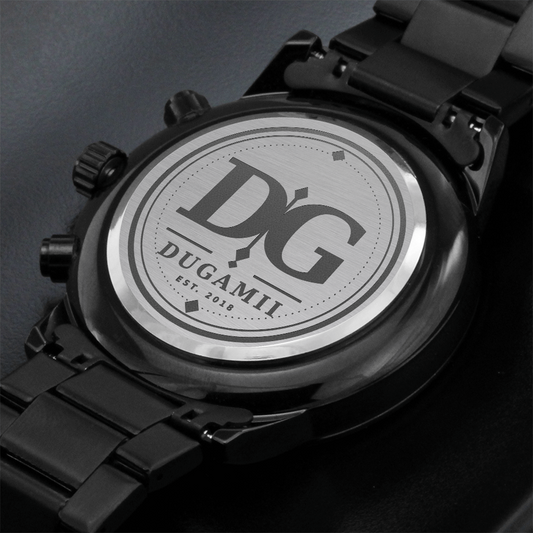 DuGamii Built Different Black Chronograph Watch