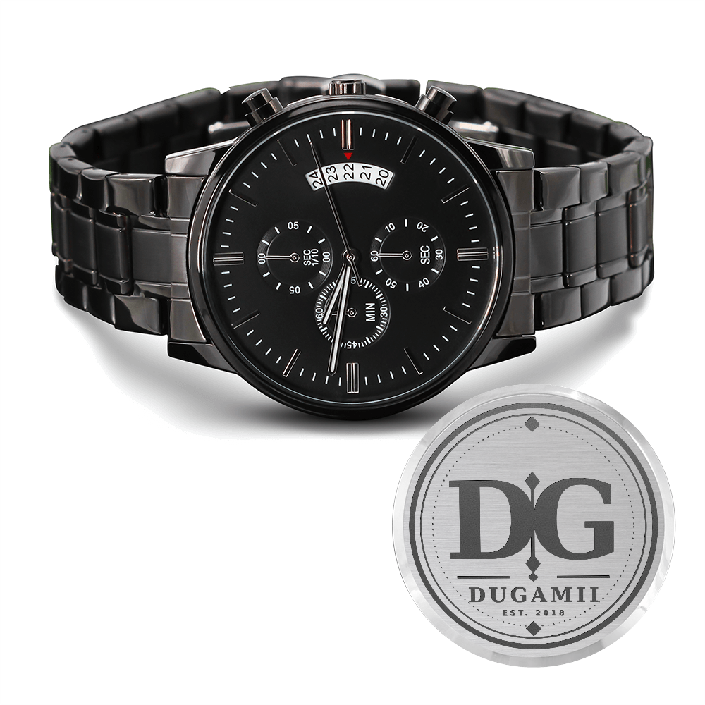 DuGamii Built Different Black Chronograph Watch