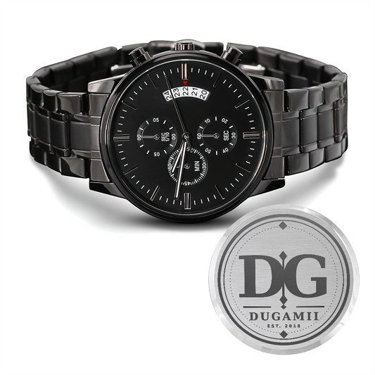DuGamii Built Different Black Chronograph Watch