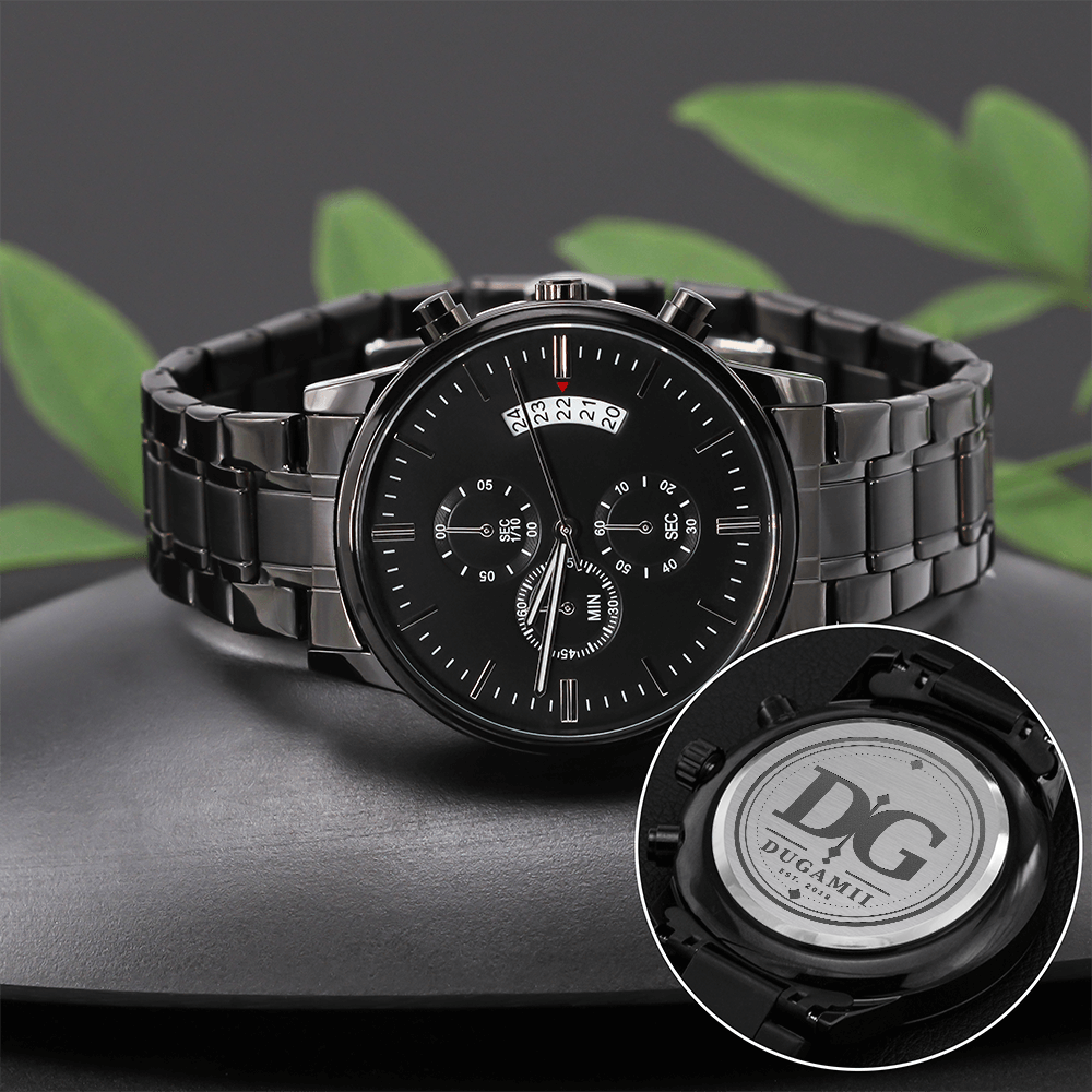 DuGamii Built Different Black Chronograph Watch