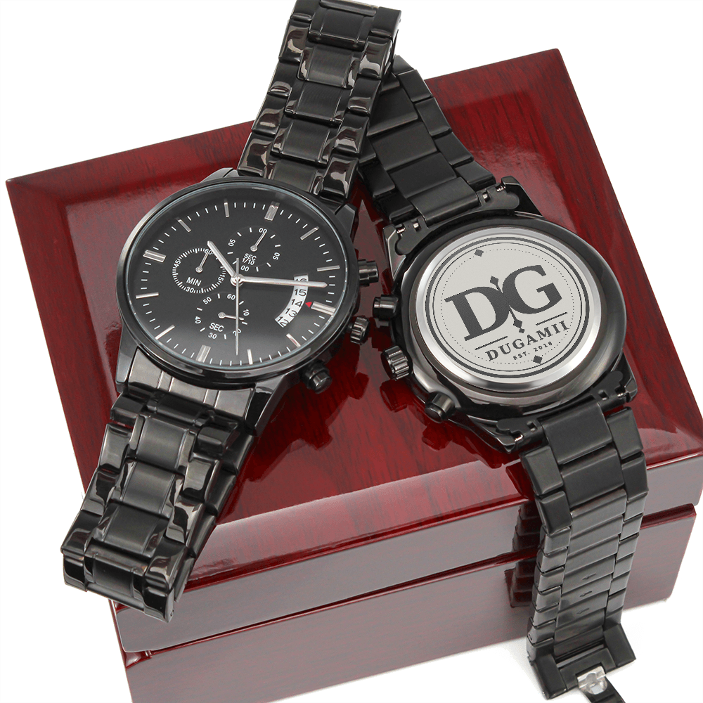 DuGamii Built Different Black Chronograph Watch