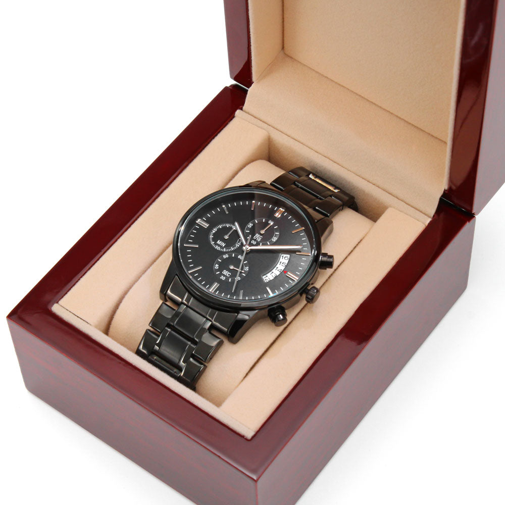 DuGamii Built Different Black Chronograph Watch