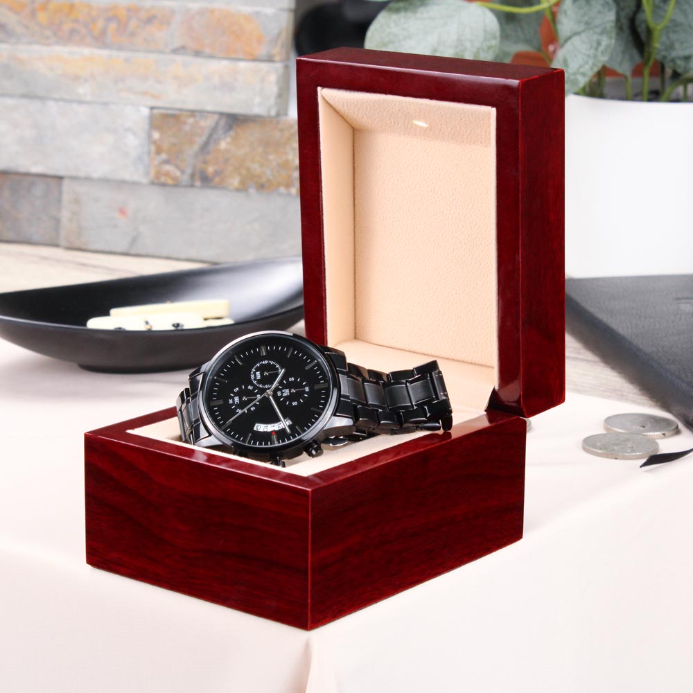 DuGamii Built Different Black Chronograph Watch